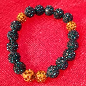 Turquoise Blue Gold Sparkle Bling Bracelet NWT